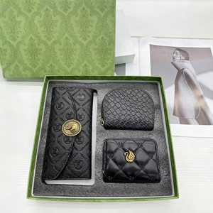 FD18696679 <span class=keywords><strong>Portafoglio</strong></span> Lungo da <span class=keywords><strong>Donna</strong></span> in Pelle PU <span class=keywords><strong>con</strong></span> Chiusura a <span class=keywords><strong>Cerniera</strong></span>, Fodera in Vera Pelle, Set di Tre Pezzi, Regalo Portatile - Product Image 3