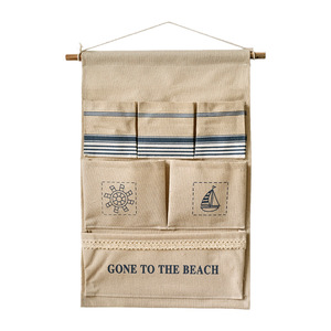 Pochettes murales rectangulaires en coton et lin, sans perçage, organisateur de bureau pour salle de bain, chambre, porte, fenêtre, à suspendre - Product Image 4