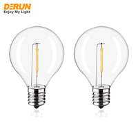 Ampoule LED à filament miniature en plastique Golf Globe 1W E12 SES 110-130V 220-240V Lumière chaude 2700K Ronde G40, FMT-G40
