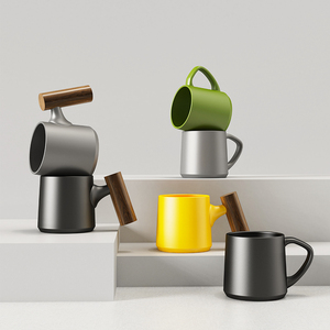 DHPO - Tazas de Café de Cerámica para Cafetería y Restaurante, Diseño Moderno y Minimalista, Forma Trapezoidal, 90 ml, Caja Negra - Product Image 4