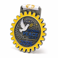 Médaille personnalisée en alliage de zinc, argent antique, gravée en 3D, imprimée UV, pour le 100e anniversaire, vente en gros d'usine, récompense sportive pour la marche