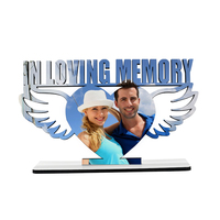 Cadre photo personnalisé en bois MDF avec ailes d'ange en sublimation, cadeau commémoratif personnalisé en mémoire affectueuse