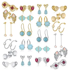 RINNTIN GME Handmade Jewelry Original Design 925 Sterling Silver Crystal Earings Opal Natural Gemstone Earrings For Women
