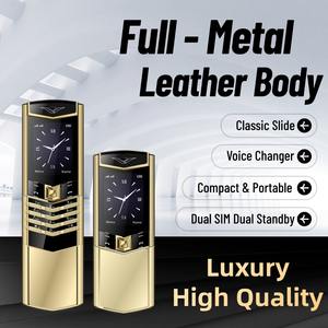 2025 Hot Item Vertue Gold Mini Phone Dialer Keypad Cell Phone Elderly Mobile Phone Leather Back <b>Cover</b> - Product Image 2