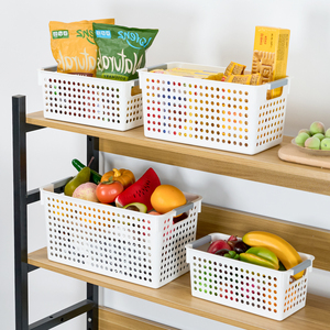 6 Pack <b>White</b> Plastic <b>Storage</b> <b>Baskets</b> Ventilated Organizer Bins with Handles for Pantry Bathroom & Home - Product Image 2