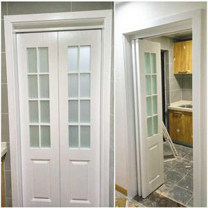 باب داخلي مزدوج متأرجح من الخشب الصلب على الطراز الأوروبي مع إدراجات زجاجية لغرفة المعيشة - Product Image 5