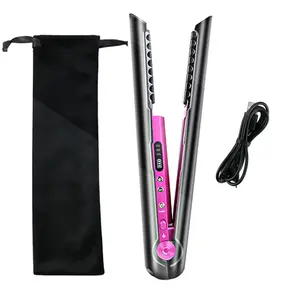 USB-C Rechargeable Ceramic Flat Iron Mini Travel Adjustable Temperature hair Straightener 3D flexible floating heated flat iron