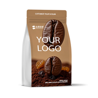 Sacs en plastique recyclables écologiques personnalisés pour café en feuille à fond plat Sacs d'emballage à fermeture éclair avec valve
