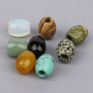 Natuurlijke zwarte agaat/unakiet steen losse kralen 18x16mm tonvormig met groot gat voor het maken van sieraden & DIY armband accessoires - Product Image 2