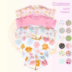 Kerui Unisex set giornalieri estivi Casual per bambini in tessuto di spugna stampato su misura in tessuto a maniche corte abiti da <span class=keywords><strong>Jogger</strong></span> OEM/ODM - Product Image 1