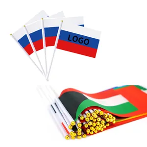 Promotion Waving Hand Held Flags Sport Advertising Custom Event Flags with Plastic Pole