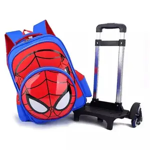 New wholesale Spiderman Wheels 3d Cartoon Trolley School Backpack Bag Set for Children Kids Little girls boys teenagers
