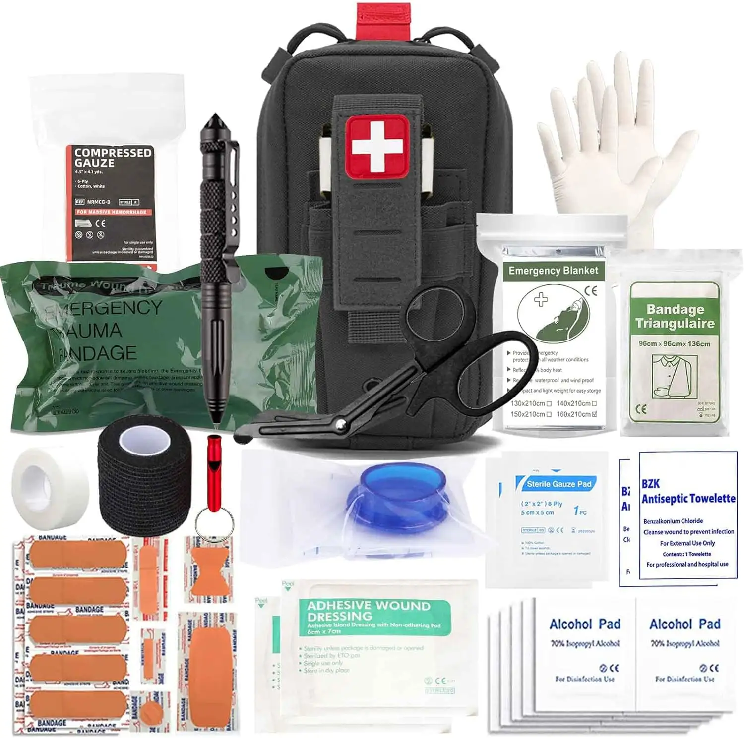 Kit de traumatologie tactique Molle Ifak Refil Kit de premiers soins de survie d'urgence médicale Rip Away EMT Medic Kit pour militaire