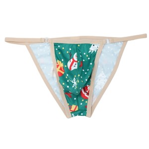 Nuevo diseño de ropa interior navideña para hombre, calzoncillos <span class=keywords><strong>sexis</strong></span>, ropa interior con estampado Digital de Papá Noel, estilo de cintura baja, Tanga Sexy - Product Image 1