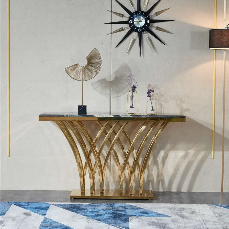 Konsolen tisch im italienischen Stil Luxus 20mm Konsolen tisch aus Marmor gold