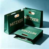 Sacs cadeaux en papier de luxe avec poignées découpées, logo personnalisé, pour vêtements, sous-vêtements, commerce de détail, magasin