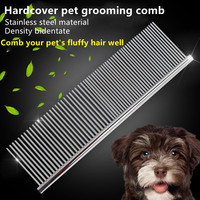 Peigne double face en métal argenté pour animaux de compagnie, en acier inoxydable, pour chiens et chats, peigne anti-puces, brosse de toilettage pour animaux de compagnie, vente chaude
