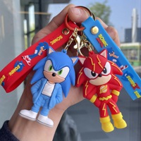 Hot Fashion Creative Anime Caractère Sonic Porte-clés En PVC Souple Porte-clés Mignon Dessin Animé 3D Figure En Caoutchouc Hérisson Animation Japonaise