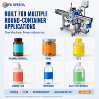 Étiqueteuse robuste pour bouteilles de protéines et de nutriments, avec base à verrouillage mécanique assisté et système anti-vibration
