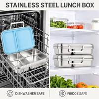 Kotak Makan Siang Risheng Stainless Steel Lucu, Aman untuk Microwave, Anti Bocor, Bebas BPA, 304, 2 Kompartemen, Food Grade, untuk Bayi, Anak, Sekolah, dan Kantor