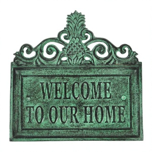 Welcome to Our Home Door Sign Cast Iron Vintage Mid Century Style Decorative General Sign Handmade <b>Crafted</b> Metal Sign Super Sale - Product Image 1