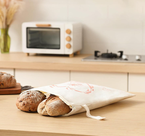 Sac à pain en coton naturel et cire d'abeille bio réutilisable, fermeture éclair large, sac de courses facile d'accès - Product Image 5