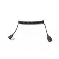 Câble d'extension USB 2.0 mâle vers femelle à angle droit de 1,5 m, spiralé, blindé en cuivre pur tressé, pour ordinateur, lecteur de codes-barres