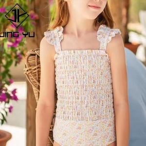 Wholesale Children'<b>s</b> Swimsuit Custom Ruched High Quality Swimsuit Recycled Polyester One Piece Swimsuit - Product Image 1