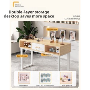 Station de manucure Morandi à double niveau, table à ongles en plastique et bois, ensemble de meubles de salon avec chaise - Product Image 2