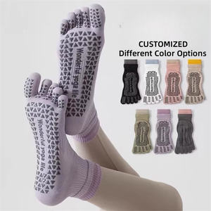 Chaussettes personnalisées à 5 doigts pour femmes pour Yoga Pilates Taille jeunesse Short de sport en coton Motif animal Technics tricotés ODM Printemps - Product Image 1