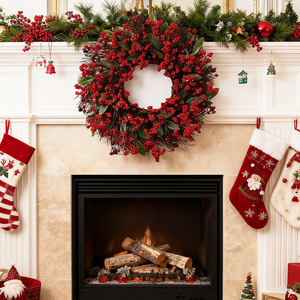 Guirlande de Noël artificielle pour l'extérieur, la maison et le jardin, avec baies, pour la décoration de Noël et des fêtes, couronnes d'hiver, plantes - Product Image 3