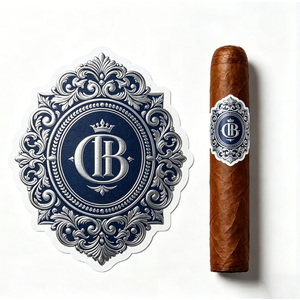 Autocollants personnalisés pour cigares avec logo de marque privée, impression de cercle de cigare, autocollants gaufrés en feuille d'or pour étiquettes de cigares - Product Image 1