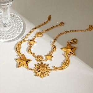 Trendy Au750 18K PVD Gold Plated Vintage <b>Bracelets</b> Women Custom Stainless Steel <b>Moon</b> and Sun <b>Bracelet</b> for Women Girls - Product Image 3