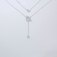 Collier Pendentif Diamant de Laboratoire HPHT Rond en Or Blanc 18K avec Pompon Bulle, Bijoux Fins, Colliers Délicats pour Femme