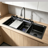 Évier de cuisine intelligent Nwe 120*45 en acier inoxydable 304, double bac en nid d'abeille