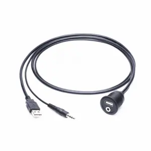 Car Dashboard Flush Mount USB 3.5mm 1/8 AUX Extension Cable