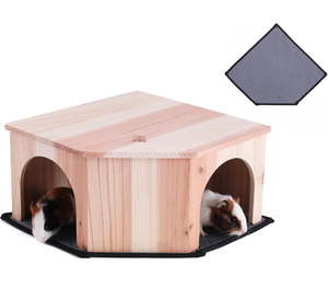 Escondite de Madera para Cobayas, Chinchillas, Ratas y Erizos con Alfombrilla Absorbente, Completamente Ensamblado - Product Image 1