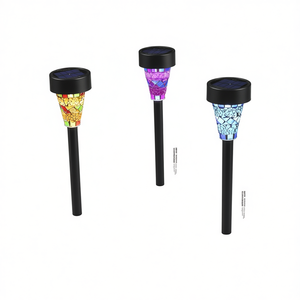 <b>Mosaic</b> Solar Pathway Lights 6Pcs IP44 Waterproof LED Yard Garden Walkway Outdoor Lighting Glass <b>Lamp</b> Body 2700K Warm White - Product Image 1