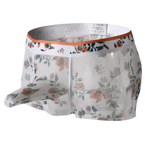 Boxers pour hommes, sous-vêtements en maille transparente à imprimé floral, ultra fins, respirants, transparents - Product Image 4