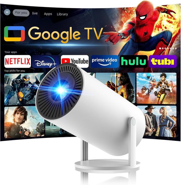 Mini Projector WiFi 6 and 5.4, Portable Projector 4K Support,Auto Keystone Smart Proyector for Movie Home Outdoor