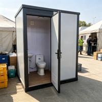 Toilettes Modulaires de Camping Extérieur : Conteneur Préfabriqué en Acier, Résistant au Feu, Durable, avec Porte Coulissante à Ventilation Intégrée, Mobile