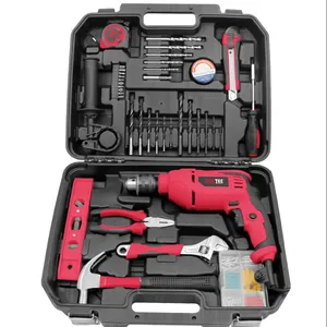 SAK TEC 100PCS Impact drill set combination plier measuring tape impact drill 13mm/550W