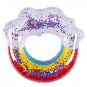 Inflatable Swimming Ring Novelty Rainbow Sequin 120Cm PVC Adult Water Toy Unisex Float For Pool Beach Fun - Product Image 5