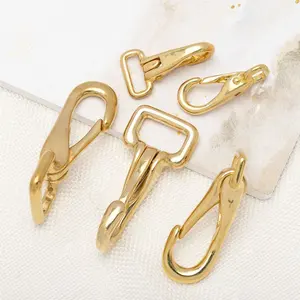 Chinese Whole Sale Leather Hardware Accessories Clip Shoulder Strap Brass Hardware Heavy Duty Solid Brass Snap Hook