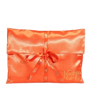 Promotion : Pochette d'emballage personnalisée en satin pour extensions de cheveux avec ruban, orange, sac cadeau en satin avec logo personnalisé - Product Image 2