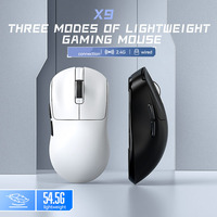 X9 Mouse Game nirkabel dengan tiga Mode, Mouse Game pengisian daya ringan untuk Laptop dan PC