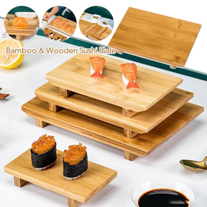 Planche à sushi en bois japonaise rectangulaire, plateau de service pour <span class=keywords><strong>cuisine</strong></span>, sushi, sashimi, décoration de table - Product Image 6