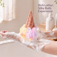 Éponge de bain en forme de cornet de crème glacée style influenceur, avec motif de dessin animé haut de gamme non soluble pour enfants et bébés