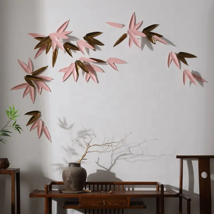 Hojas de bambú para colgar en la pared, artesanías artesanales, decoración artística para el hogar