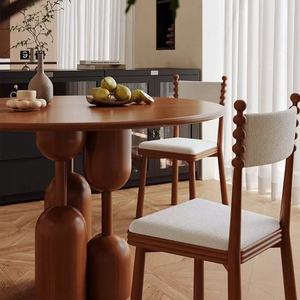 <b>Dining</b> <b>Chair</b> Solid Wood Upholstered Green Fabric Backrest <b>Chair</b> For Living Room Bedroom Wabi Sabi Style Retro Design - Product Image 3